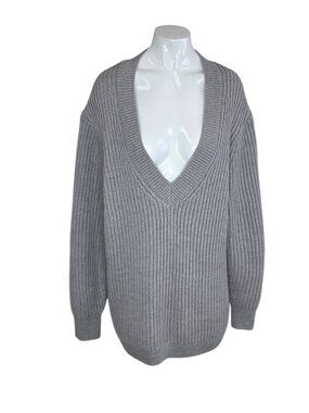 Aritzia Babaton Roger Sweater, Long, Drop Shoulder, 100% Merino Wool, Grey, Sz S